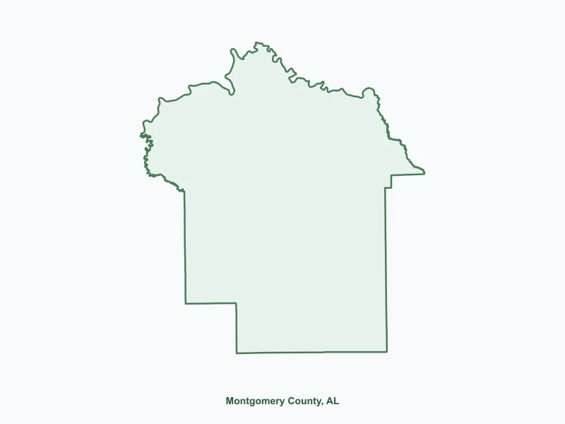 Map of Montgomery County, AL showing major cities