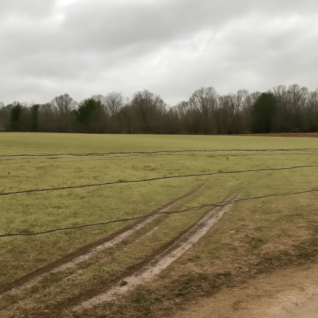 Rural acreage with open grassland and conifer forest in Alabaster, Alabama