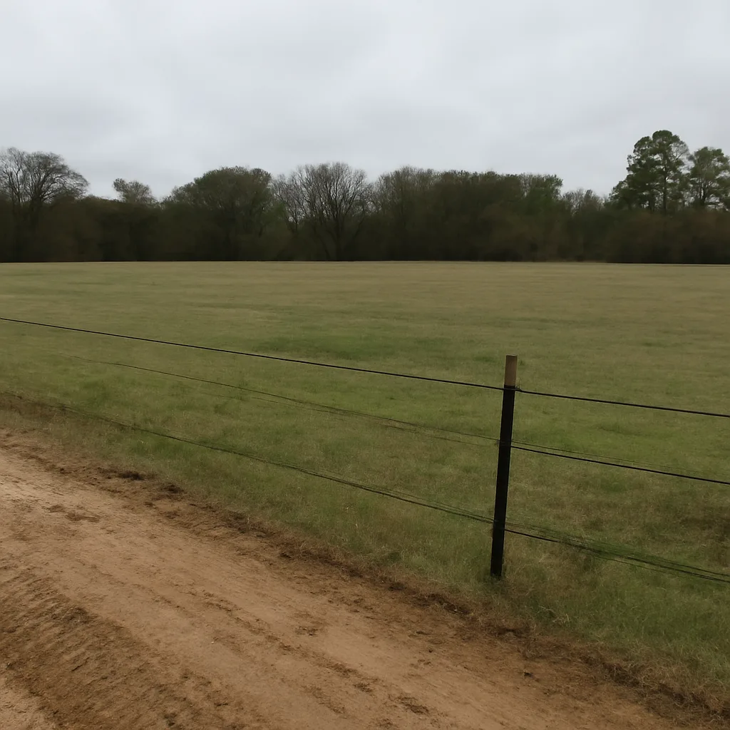 Rural acreage with open grassland and conifer forest in Auburn, Alabama