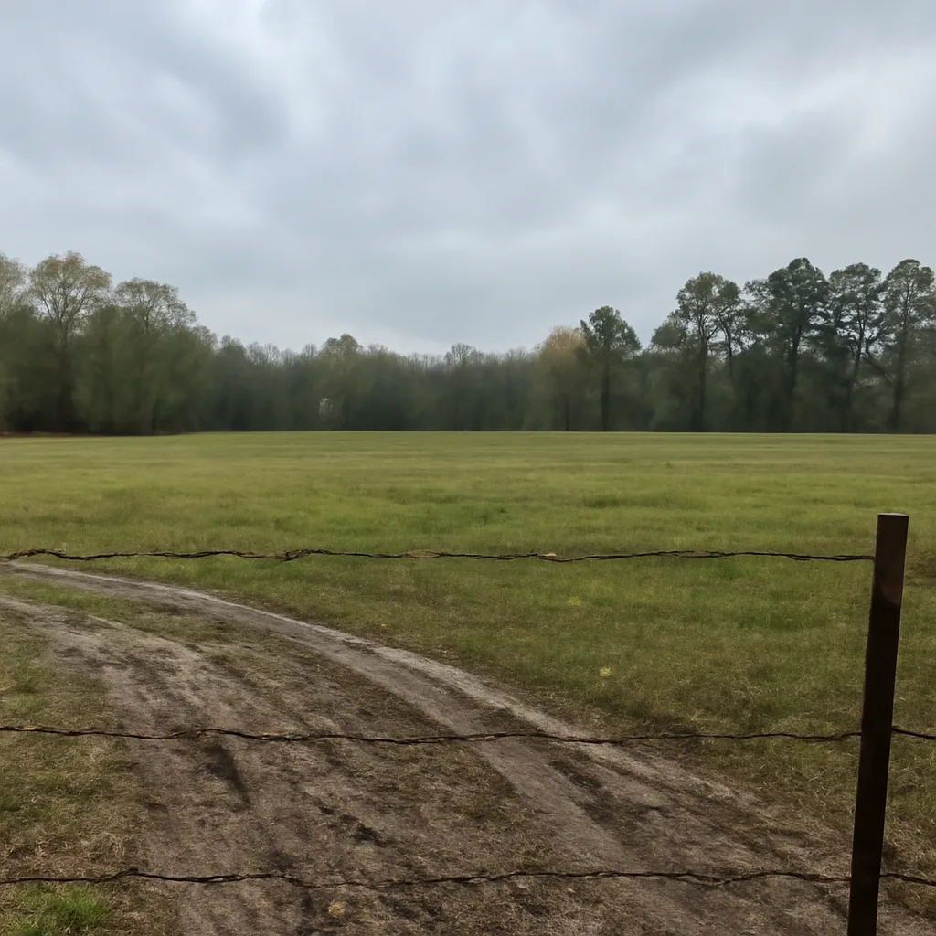 Rural acreage with open grassland and conifer forest in Daphne, Alabama