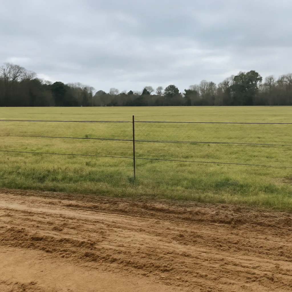 Rural acreage with open grassland and conifer forest in Tuscaloosa, Alabama